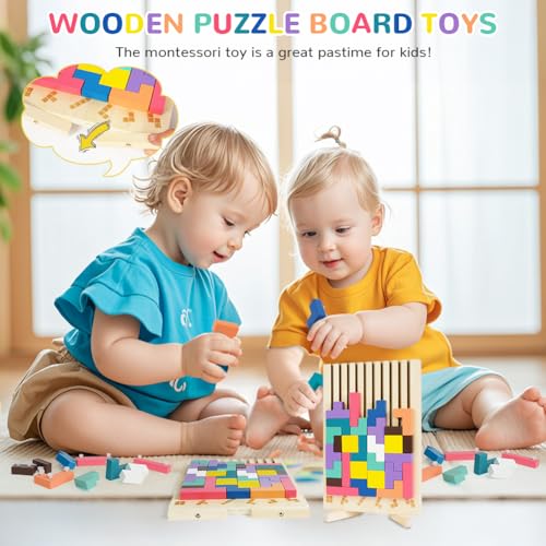 Ainiv Wooden Stacking Puzzle Toy, 3D Russian Block Puzzle