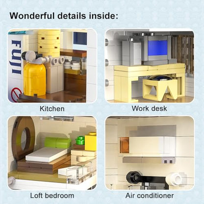 CaDA Master C66006W Japanese Bun House Building Set,MOC Construction Baozi Shop Brick Toy Model,1108PCS City House Block Kits for Boys Adults (C66006W) - color: C66006w