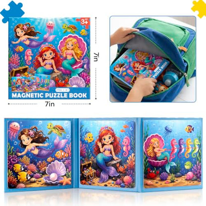 Biarek Mermaid Magnetic Puzzles for Kids 3-5, 37-Piece Travel Set - color: Mermaid - 37 Pieces