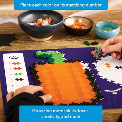 PLUS PLUS Puzzle By Number, Jack-o'-Lantern - 250 pc Halloween Building Toy - style: Jack-o'-Lantern