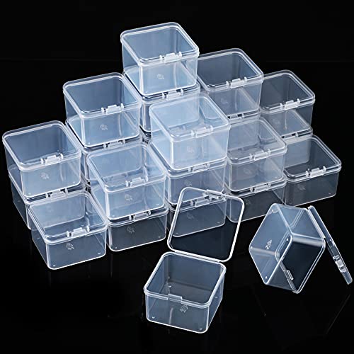 SATINIOR 48 Packs Clear Small Plastic Containers Transparent Storage Box with Hinged Lid for Small Items Crafts Jewelry (2 x 2 x 1.4 Inches) - size: 2 x 2 x 1.4 in