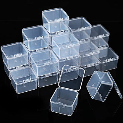SATINIOR 48 Packs Clear Small Plastic Containers Transparent Storage Box with Hinged Lid for Small Items Crafts Jewelry (2 x 2 x 1.4 Inches) - size: 2 x 2 x 1.4 in