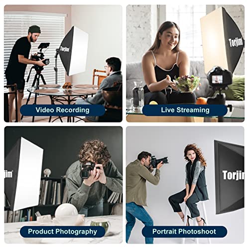Torjim Softbox Photography Lighting Kit, 2Pcs 27" x 27" Professional Soft Box | 3000K-7500K 85W LED Bulbs with Remote, Photography Continuous Lighting Kit for Studio Lights, Portrait, Video Recording - size: 27"+ 2Pcs
