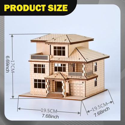 Building Models Wooden Model Kit Puzzle DIY Assembly Creative Miniature Villa Ornament Solid Wood Brain Training Suitable for Birthday Gift, 3 Tier - size: 3 Tier
