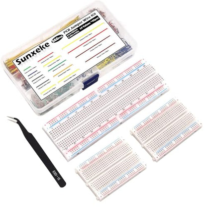 560Pcs Breadboard and Jumper Wire kit PCB Circuit Board Assortment,14 Different Lengths Breadboard Jumper Wires with Breadboard and Tweezers,Suitable for Electrical DIY Experiments - style: 560Pcs+Breadboard