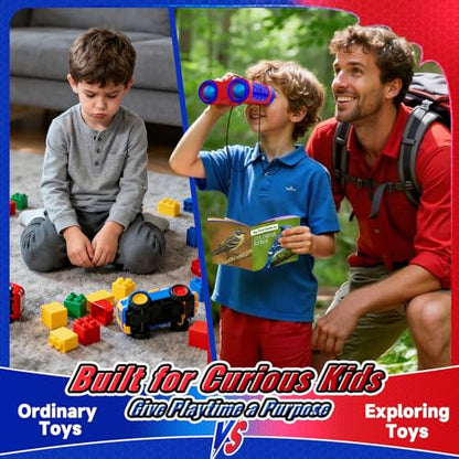 Boy Toys Age 3-12,Binoculars for Kids with Bird Watching Manual&Compass