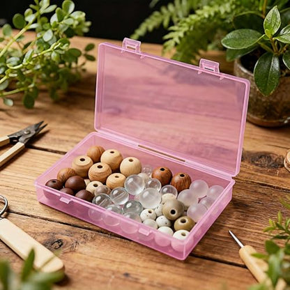 LJY 24 Plastic Boxes, 4 Sizes for Beads - color: Pink