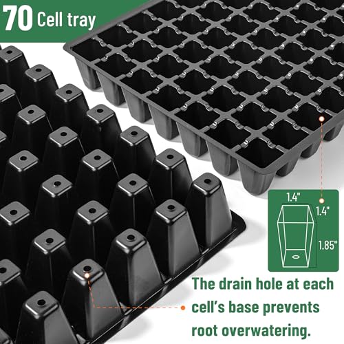 Mr. Pen- Seed Starter Tray Kit, 5 Pack, Total 350 Cells - size: 70-Cells 5-Pack