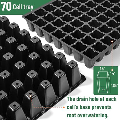 Mr. Pen- Seed Starter Tray Kit, 5 Pack, Total 350 Cells - size: 70-Cells 5-Pack