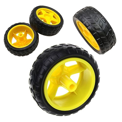 8 Pack TT Motor Wheels Replacement Smart Car Robot Wheel Tyres 1:48 Model Gear Spare Parts for Gearbox RC Chasis Arduino DIY Kit Remote Control Cars Rubber Tire
