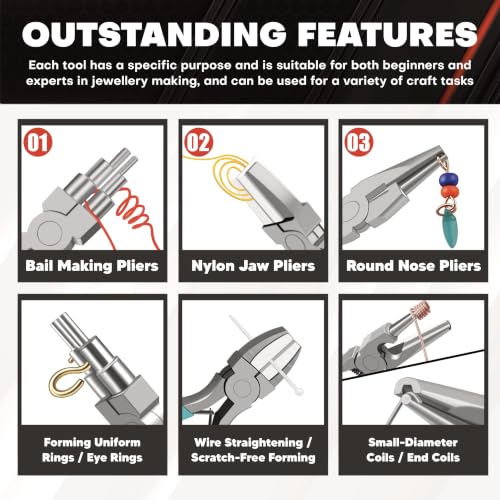C&T 3-Piece Jewelry Pliers Set, Jewelry Making Tools Kit, Micro Jewelry Plier, Jewelry Making Supplies, Pliers set for jewellery making bead winding and shaping wire DIY Crafts - style: 3PC