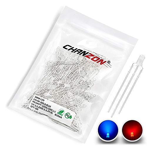 CHANZON 100 pcs 5mm Red & Yellow-Green Diffused LED Lights Common Anode - color: E) Red & Blue (Ca) (100pcs)