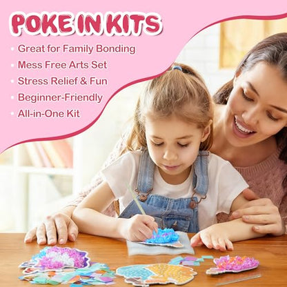 Poke Art Kit for Girls Ages 4-8 | Princess Theme DIY Craft Kit | Mess-Free Fabric Puncture Painting | Creative Activity Gift for 6-12 Year Old Girls | Birthday Party Art Set - color: Magic Princess