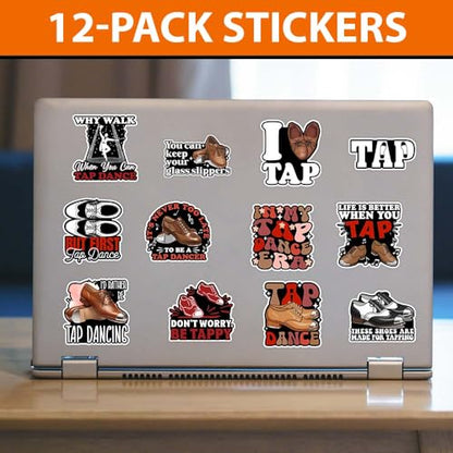 MAIANEY (12Pcs-3in) Tap Dance Sticker Pack – Funny Tap Dancer Vinyl Decals for Water Bottles, Laptops, Journals, Dance Students and Teachers, Waterproof Aesthetic Stickers Set - color: Tap Dance