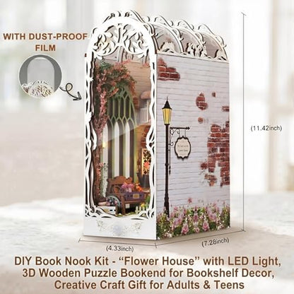 DIY Book Nook Kit Wooden Miniature with LED Lights