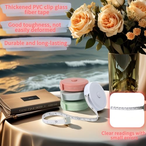 Retractable Measuring Tape Set,4-Pack Soft Tape Measure/Auto-Retracting, 60" 150cm Flexible Sewing Tailor Tape, Body Measuring Tape for Body & Fabric, Dual Scale with Inches & Centimeters