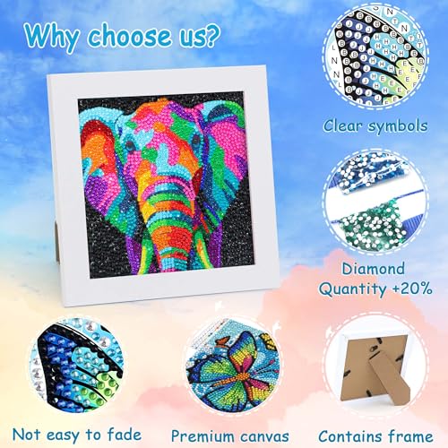 Libfx Diamond Art Kits for Kids with Frame Diamond Art for Girls Boys Beginners Arts and Crafts Birthday Gifts (Elephant) - color: Elephant