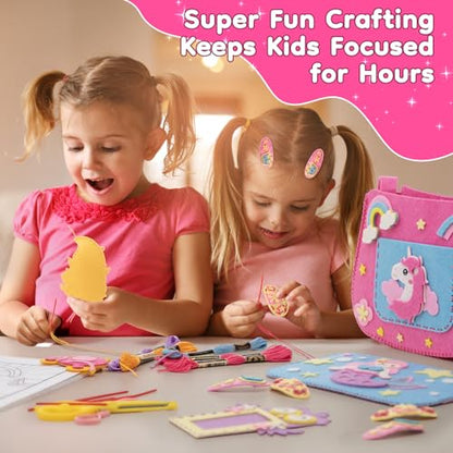 CiyvoLyeen Girl Sewing Kit for Kids -Easy & Fun Felt Sewing Crafts with Instructions, Arts and Crafts Gift, Play and Learn My First Sewing Kit for Ages 6 7 8 9 10 11 12