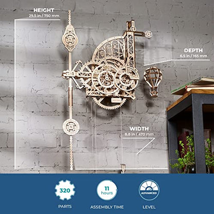 UGEARS Bundles Aero Clock Sky Watcher - 3D Wooden Puzzles Mechanical Clock Kit Idea DeskWood Clock Kits to Build - 3D Puzzles Model Kits for Adults