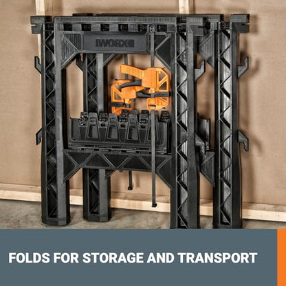WORX Clamping Sawhorses,7 Inch Metal Triangle Ruler Included, WX065.3 - style: Clamping Sawhorses + Triangle Ruler