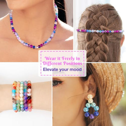 192 Colors 9600pcs 8mm Dream Candy Colorful Series Glass Beads Bracelet Making Kit,8 Box Different Unique Styles Crystal Bead for Making and DIY Crafts - color: 8 Boxes 6mm Round Glass Beads