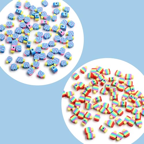 100 Pcs Popsicle Polymer Clay Beads Cartoon Heishi Spacer Beads Supplies for DIY Bracelet Earring Necklace Jewelry Making - color: Popsicle
