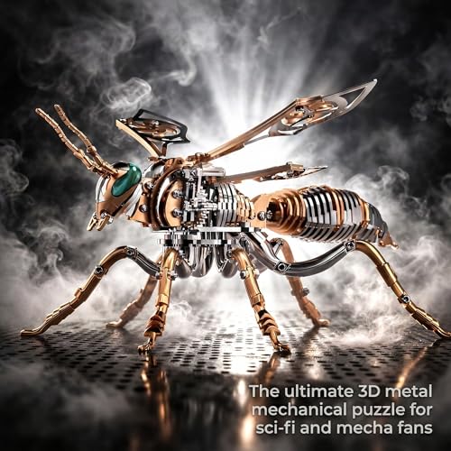 3D Metal Puzzles for Adults, Mechanical Bee Insect Model Kit - color: Bee-rose-gold