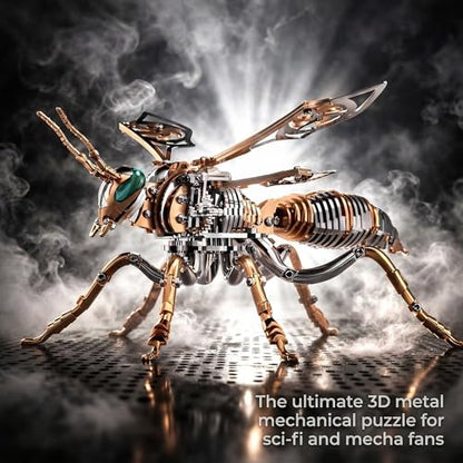 3D Metal Puzzles for Adults, Mechanical Bee Insect Model Kit - color: Bee-rose-gold