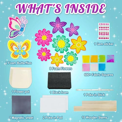AGENTLAN Poke Art Bouquet Craft Kit,Mess-Free 3D Crafts for Kids Ages 3-8 - style: Flower