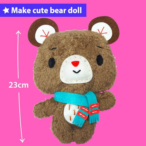 KRAFUN Teddy Bear Sewing Kit for Kids Ages 8-12 - No Scissors - color: Teddy