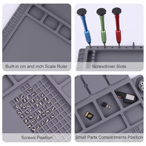 Premium Heat Resistant 932°F Magnetic Soldering Mat, 17.3'' x 11.8'' Electronics Repair Work Mat for Soldering, Electronics Computer Cellphone Repair, BGA Soldering Gun Iron Workbench Protection