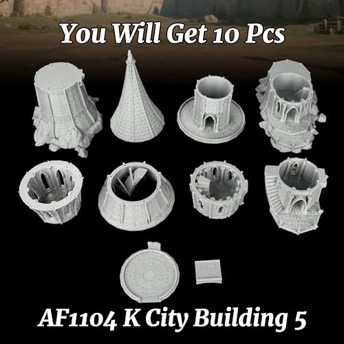 AUSPDICE DND Terrain RPG TTRPG Buildings 25mm Unpainted Gothic Wizard Tower - color: Af1104 K City Building 5