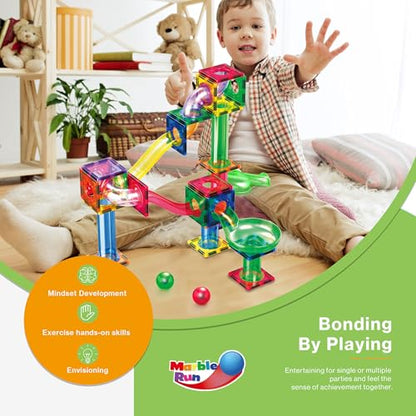 PicassoTiles 200 PCS Picasso Tiles Marble Run LED Race Track Set Ages 3+ - color: Marble Run 200 Pcs