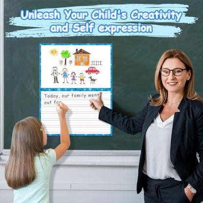 Giant Magnetic Dry Erase Handwriting Paper for Classroom Whiteboards – Reusable Writing Chart with Lined Paper Design, Perfect for Handwriting Practice, Homeschooling, and Teacher Essentials - style: draw&write