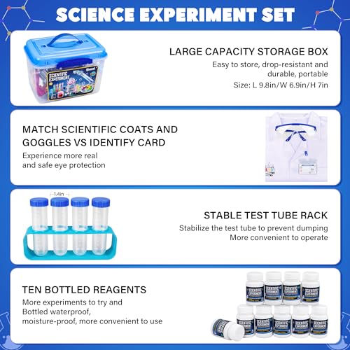 Science Kit for Kids,120 Science Lab Experiments,Scientist Role Play - style: Science kit with 120 experiments