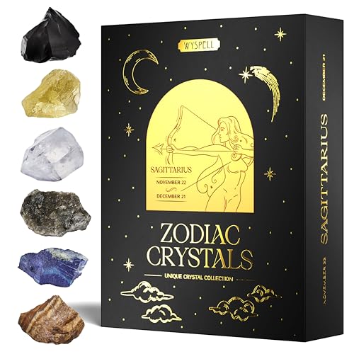 Wyspell Sagittarius Crystal Set - 6 Raw Healing Stones - Zodiac Gifts - color: Sagittarius