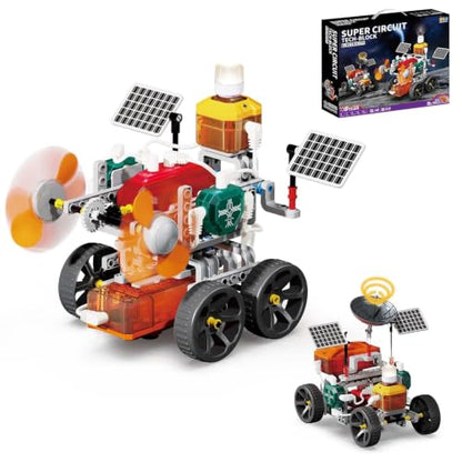 2-in-1 STEM Kit for Kids 3+, 218 Pcs Circuit & Car Building Set