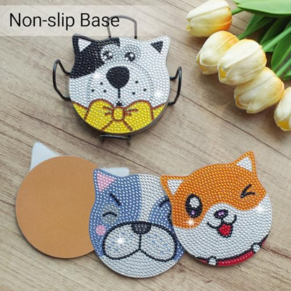 Vcekract 6 Pcs Dog Diamond Art Coasters Kit for Adults - color: Dog Coasters