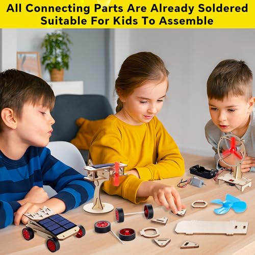 STEM 4 Set Building Kit, Solar Toys for Boys 8-13, DIY Science Kit for Kids