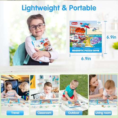 SYNARRY Air Land Sea Vehicles Magnetic Puzzle for Kids Ages 3-5 - style: Transport