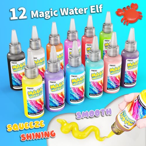 Magic Water Toy Elf Kit,Aqua Fairy Water Gel Kit 12 Magic Gels &12 Molds Make Your Own Water Pets,Toys for 4 5 6 7 Year Old Xmas Birthday Gifts Party Favors,DIY STEM Craft Kits Kids Toys Age 3+(Blue)