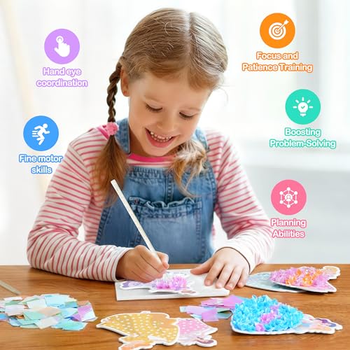 Poke Art Kit for Girls Ages 4-8 | Princess Theme DIY Craft Kit | Mess-Free Fabric Puncture Painting | Creative Activity Gift for 6-12 Year Old Girls | Birthday Party Art Set - color: Magic Princess