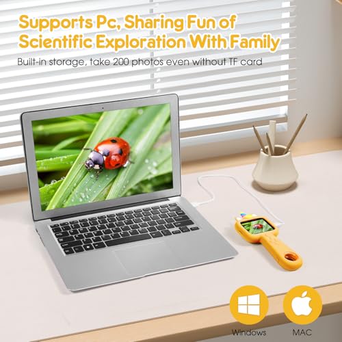 2.4" Screen Kids Microscope, 4K Handheld Digital Microscope - color: Yellow