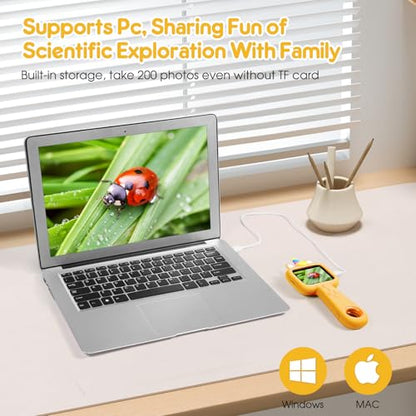 2.4" Screen Kids Microscope, 4K Handheld Digital Microscope - color: Yellow