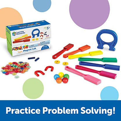 Learning Resources Super Magnet Lab Kit - 119 Pieces, Ages 5+, STEM ,Toys for Kindergartner, Science Learning Activities for Kids,Back to School Supplies,Teacher Supplies