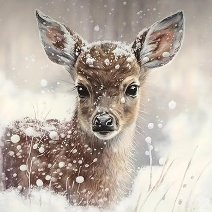 MOMDEDP Deer Diamond Painting Kits for Adults, 5D Winter Snowflake Full Drill Diamond Art, DIY Small Deer Diamond Art Kit Gem Art for Home Decor 12 x 12 inch Animal