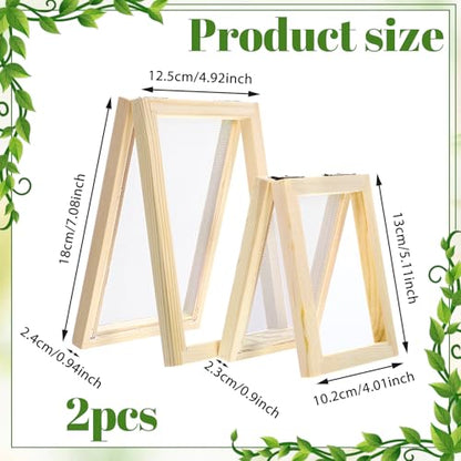 2 Pcs Paper Making Screens, Wooden Papermaking Screen Frame Mould 5 x 4 Inch and 5 x 7 Inch Paper-Making Frame for DIY Paper Craft, Dried Flower