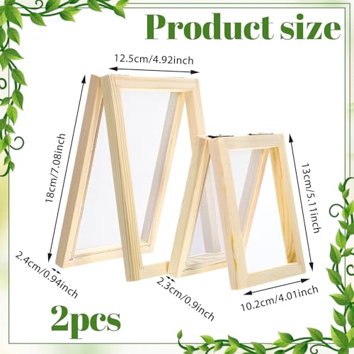 2 Pcs Paper Making Screens, Wooden Papermaking Screen Frame Mould 5 x 4 Inch and 5 x 7 Inch Paper-Making Frame for DIY Paper Craft, Dried Flower