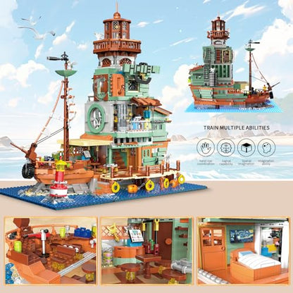 HSANHE Harbour Hotel Mini Bricks Building Kit, Ideas Creative Architecture Building Toys Birthday Gift for Adult Boys Girls -2142 Pieces - color: Harbour Hotel