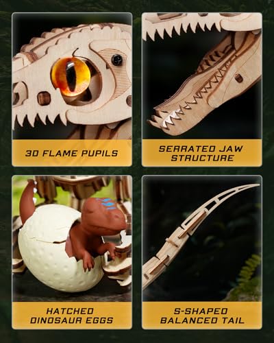 ROKR 3D Wooden Puzzles for Adults,Velociraptor Model Kit,106Piece 3D Wooden Puzzles,Gift for Adults and Teens